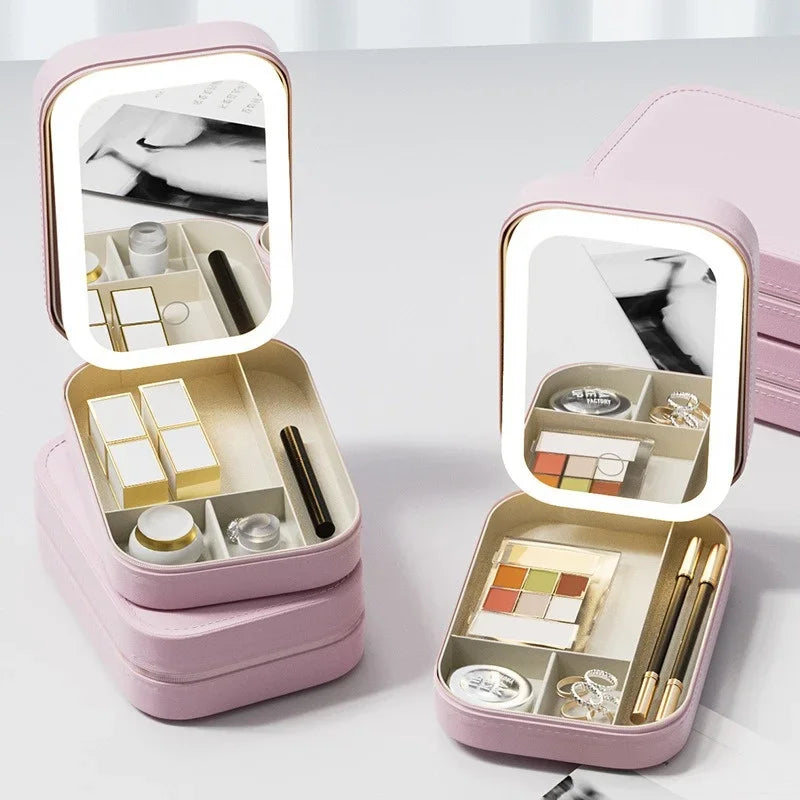 LED Makeup Case with Mirror - Travel Friendly